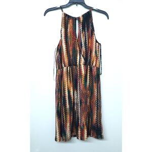 Forever 21 Orange Multicolor Strapless Halter Sun Dress Small